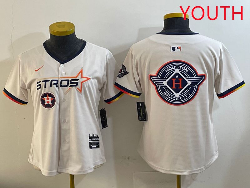 Youth Houston Astros Blank Cream Three generations Joint Name 2025 Nike MLB Jersey style 41029->youth mlb jersey->Youth Jersey